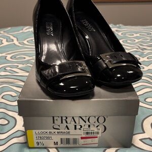 Franco Sarto Black Patent Heels